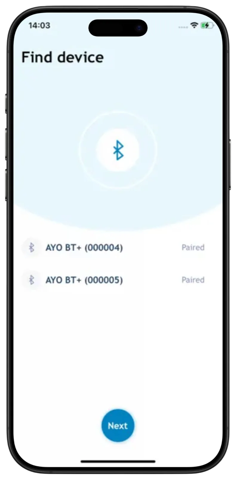 AYO BT+ app screens
