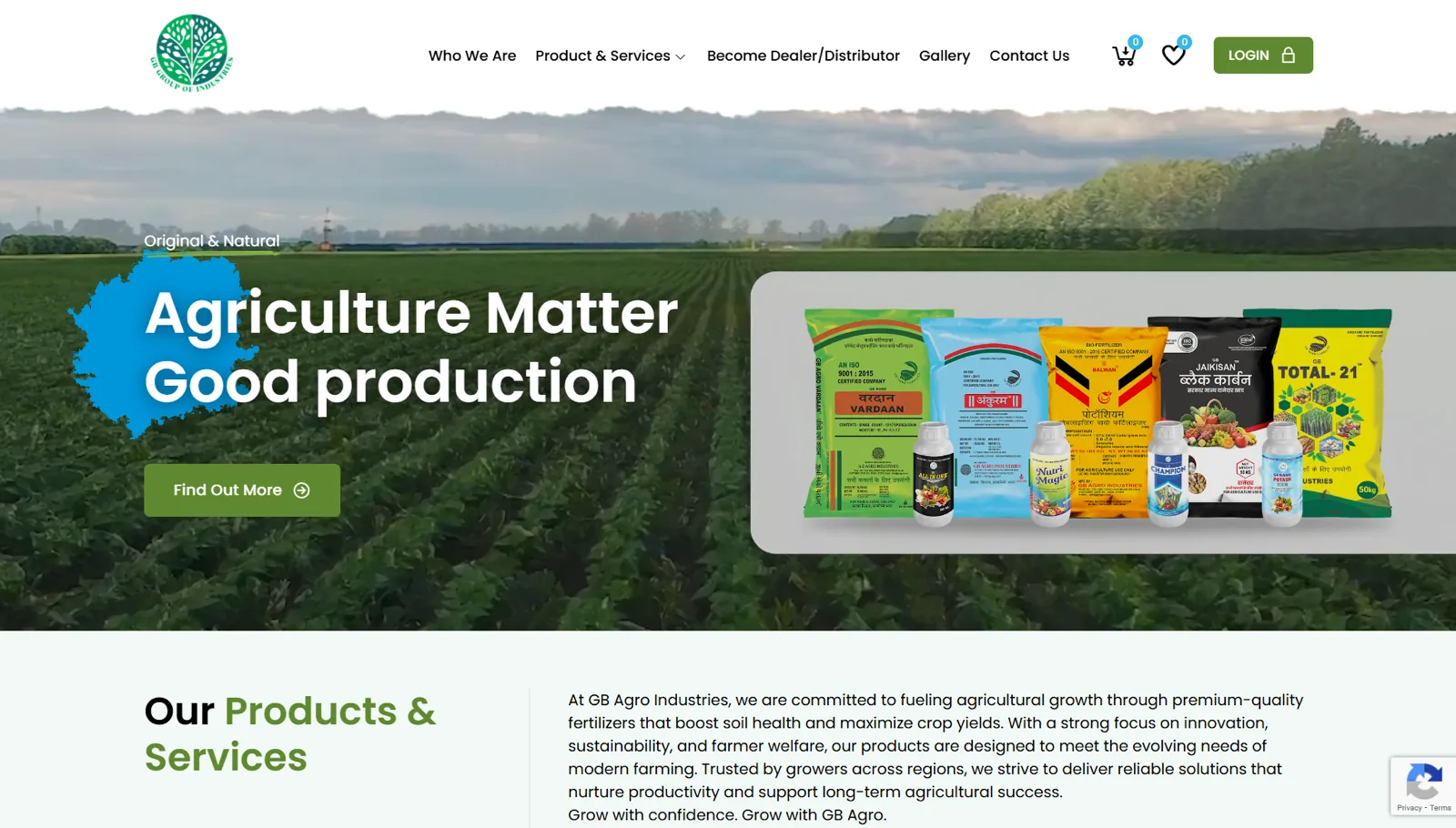 GB Agro Industries website built by Karma Technolabs