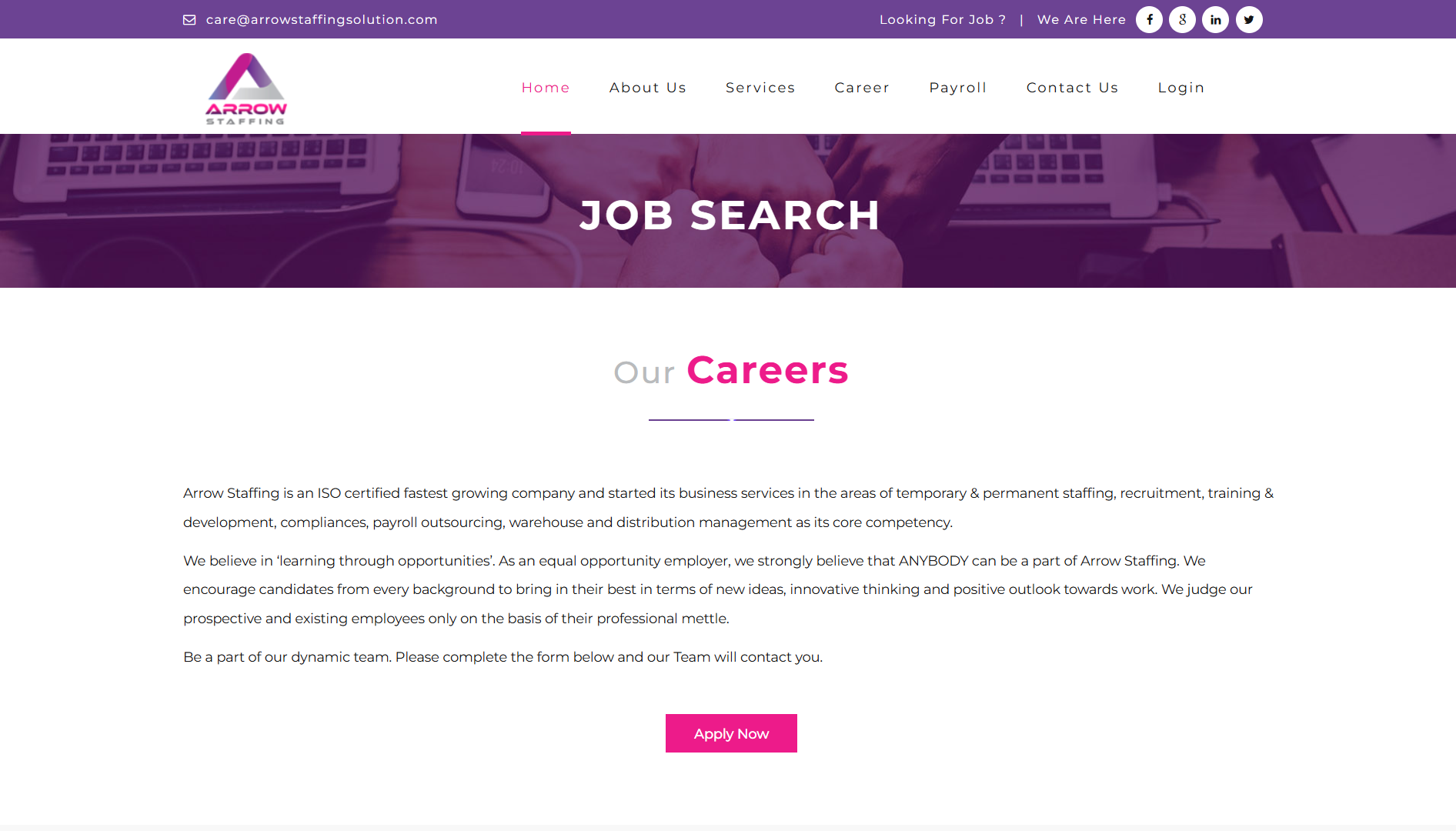 Arrow Staffing Solution screen 2